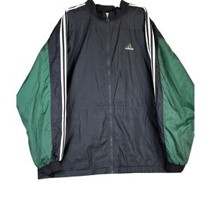 Adidas Track Jacket Black Green White‎ Stripes Full Zip Men's XX Large